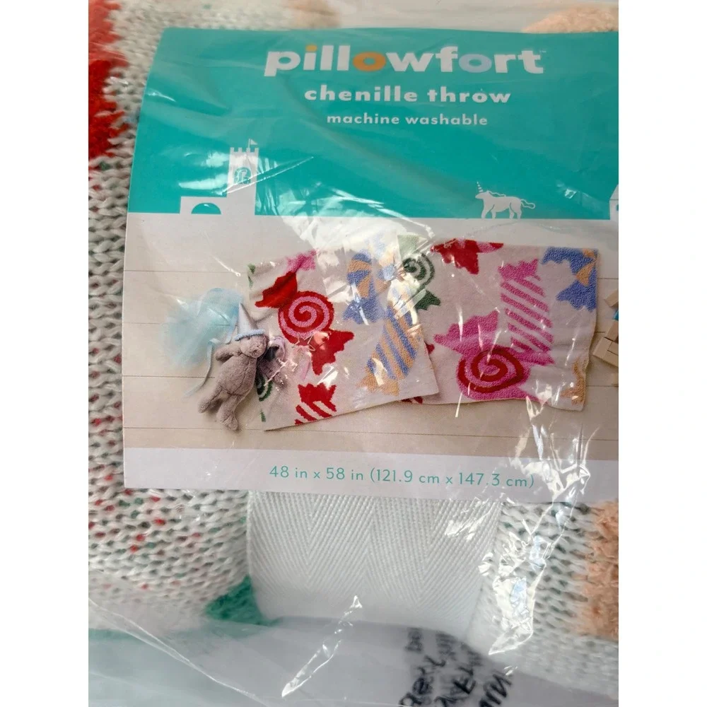 Pillowfort Chenille Throw Blanket Candy Sweets‎ Pattern Multicolor 48x58 NEW